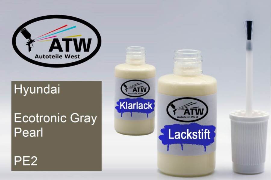 Hyundai, Ecotronic Gray Pearl, PE2: 20ml Lackstift + 20ml Klarlack - Set, von ATW Autoteile West.